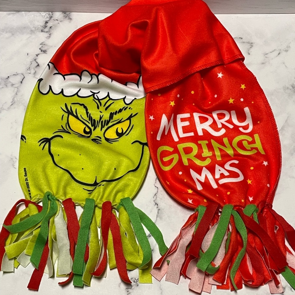Grinch Fleece Tied Scarf